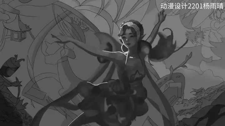 光影交织 笔绘万象|富阳校区动漫设计专业单色原画训练优秀作业展示(图6)