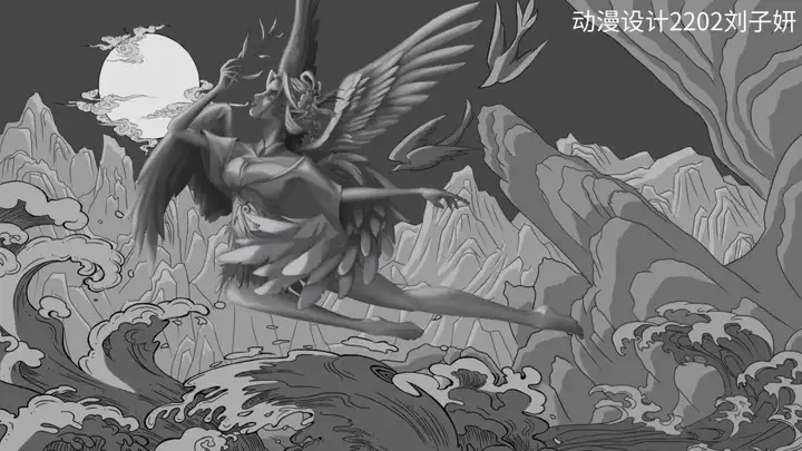 光影交织 笔绘万象|富阳校区动漫设计专业单色原画训练优秀作业展示(图16)