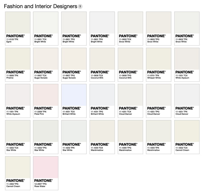 潘通色卡里白色怎么表示出来直接white