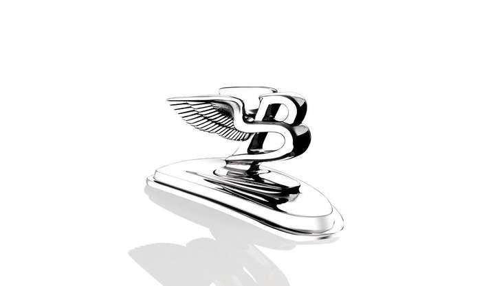 车标是个立体的翅膀,中间夹着个字母,像b.