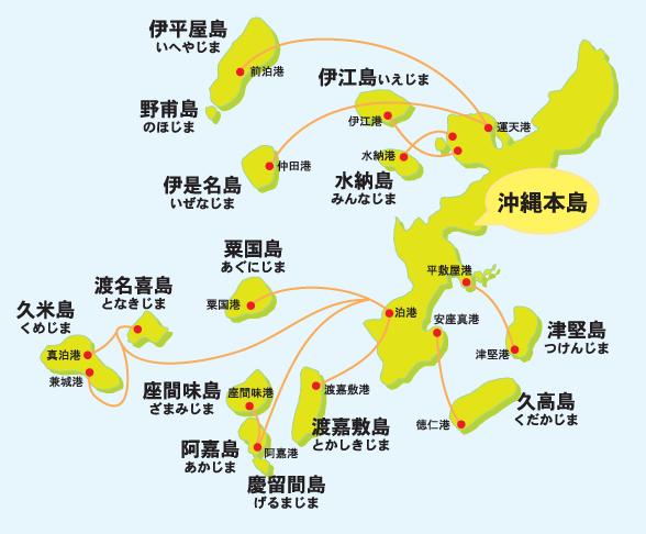 每天有轮渡可以去渡嘉敷,座间味,粟国,渡名喜,久米岛还有南北大东岛