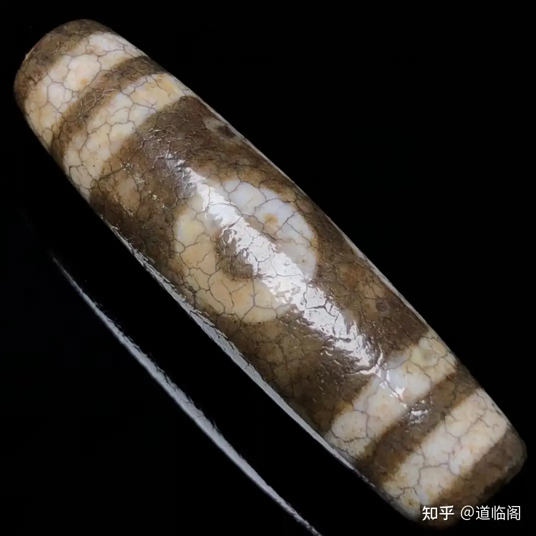 清代 三眼天珠 長さ5.7ｃｍ 直径1.3ｃｍ-