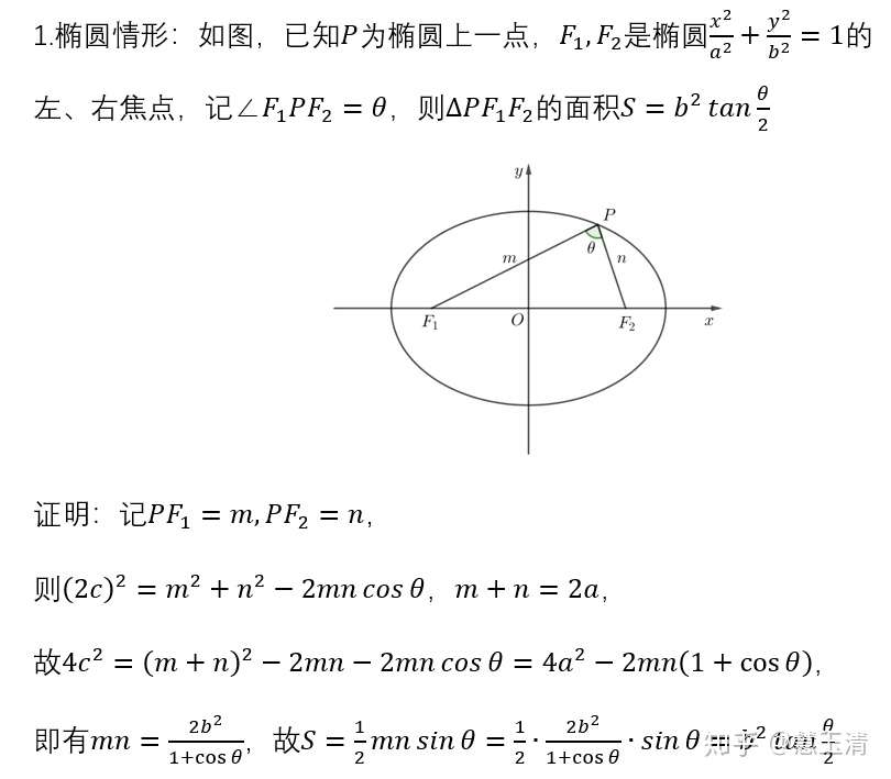 焦点三角形面积公式 我来啦 知乎