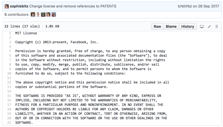 Facebook开源协议