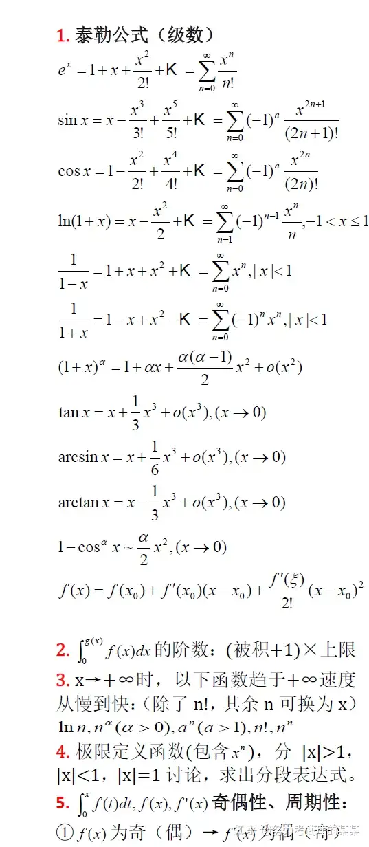 考研数学一张图搞定数学公式 知乎