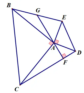 所示;(1)若f为cd中点,则ag⊥be;(2)s△acd=s△abe婆罗摩笈多模型推广