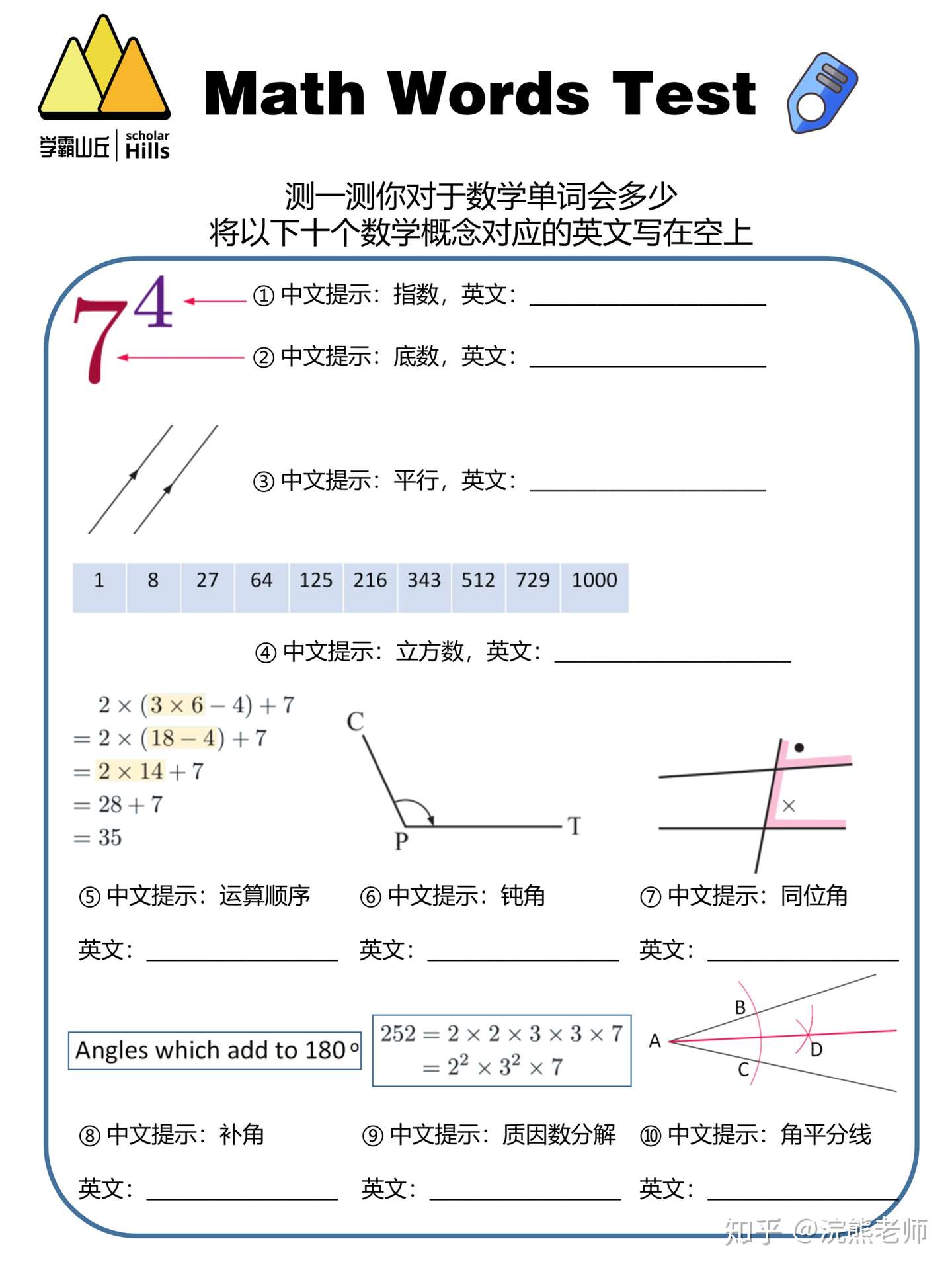 测一测你的英文数学单词量 知乎