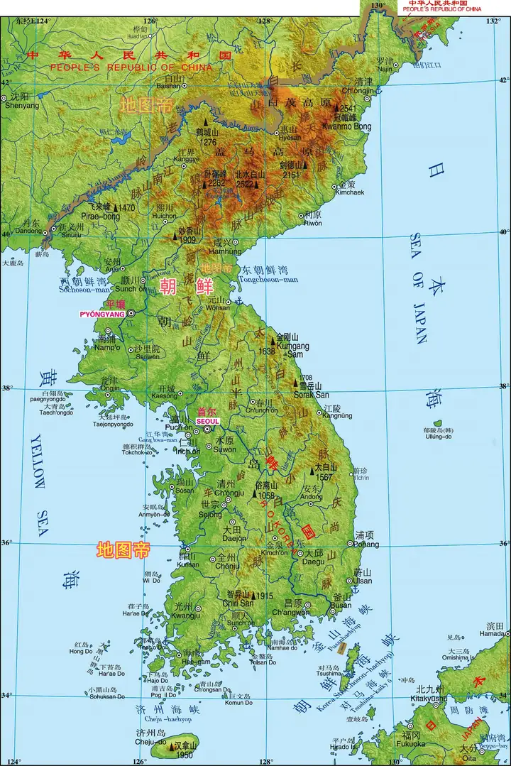 从位置面积地形人口等角度，全方位对比日本朝鲜韩国（韩国日本朝鲜人口多少）