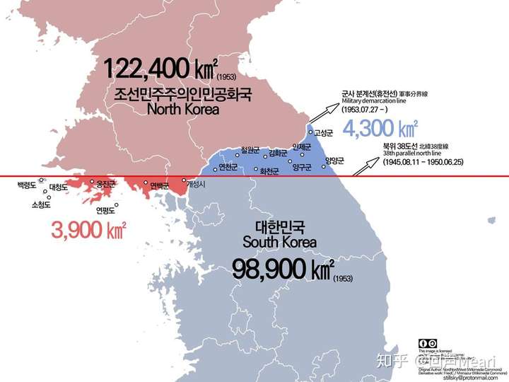 朝鲜战争发生前,朝鲜和韩国的分界线是三八线,战争结束后两国仍然是