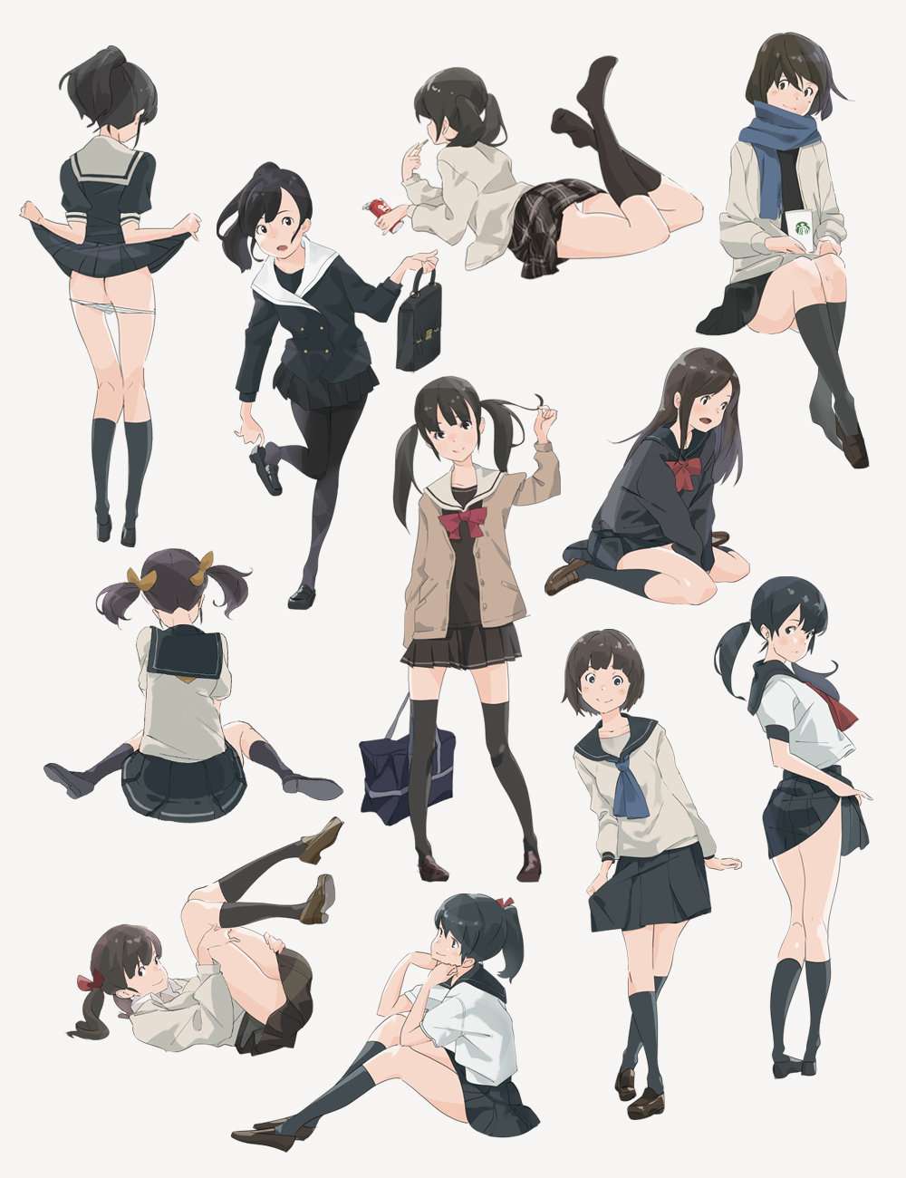 爱画画的咸鱼 的想法: 十分有张力的少女动态造型,参考好素材