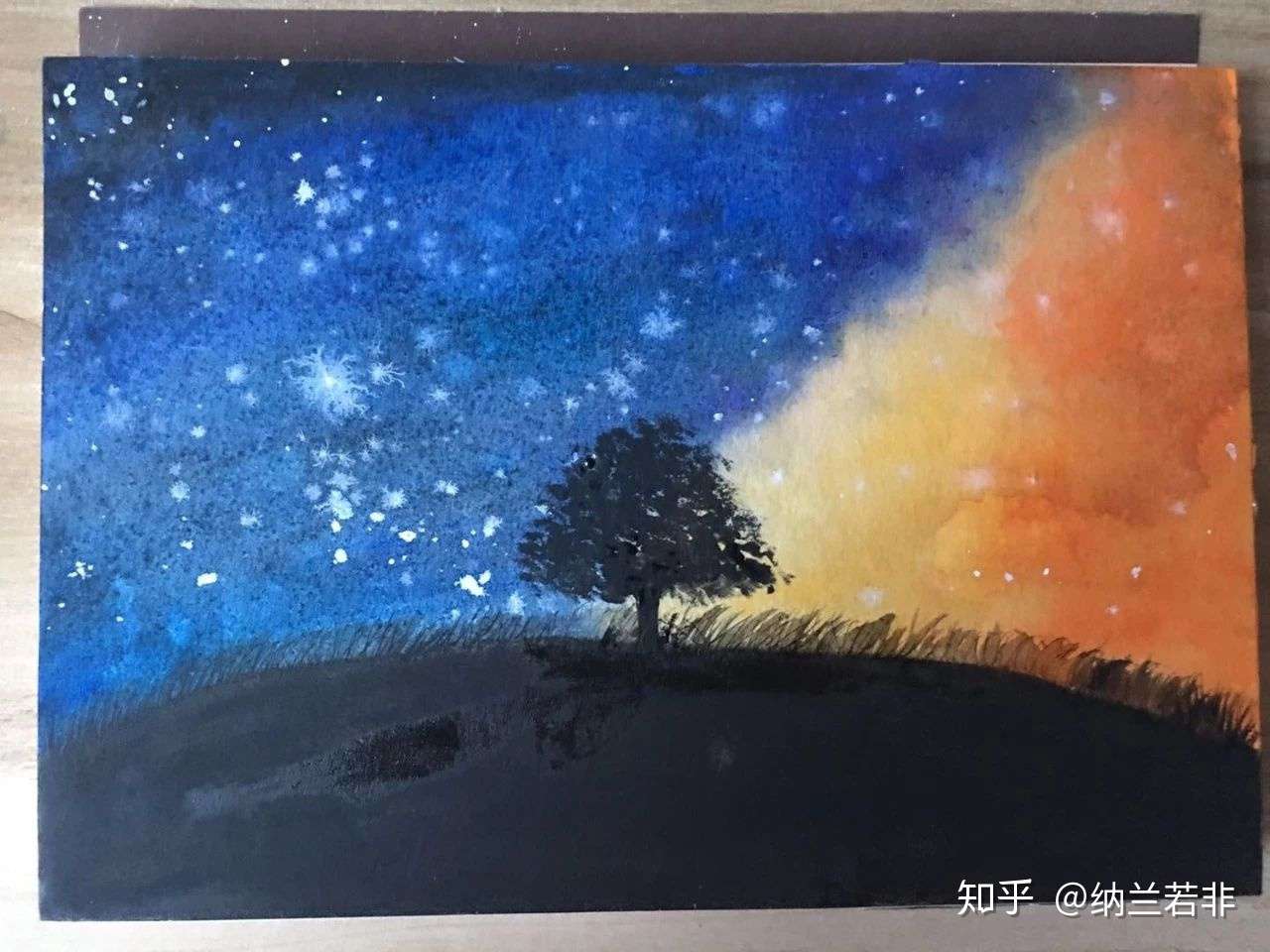 零基础绘画教程 水彩 夜空 知乎