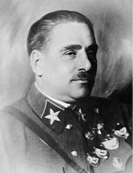 瓦西里·康斯坦丁诺维奇·布柳赫，首批苏联元帅，苏联第一位红旗勋章获得者，死于大清洗
