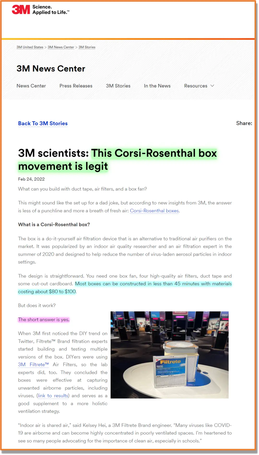 3M scientists: This Corsi-Rosenthal box movement is legit