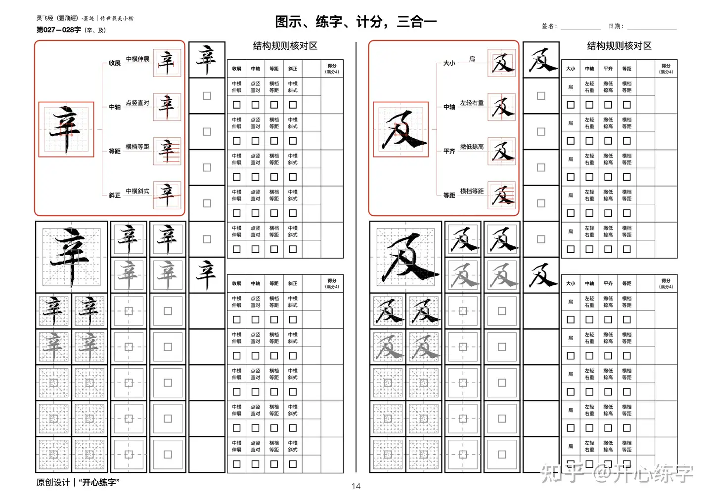 硬笔精临《灵飞经》｜（5_024-031）｜禁食五辛及一切肉｜单字硬笔结构