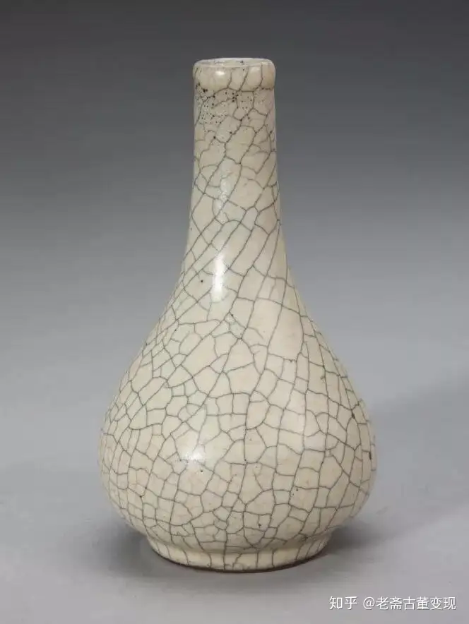 中国古玩、哥窯、披裂紋青磁花瓶