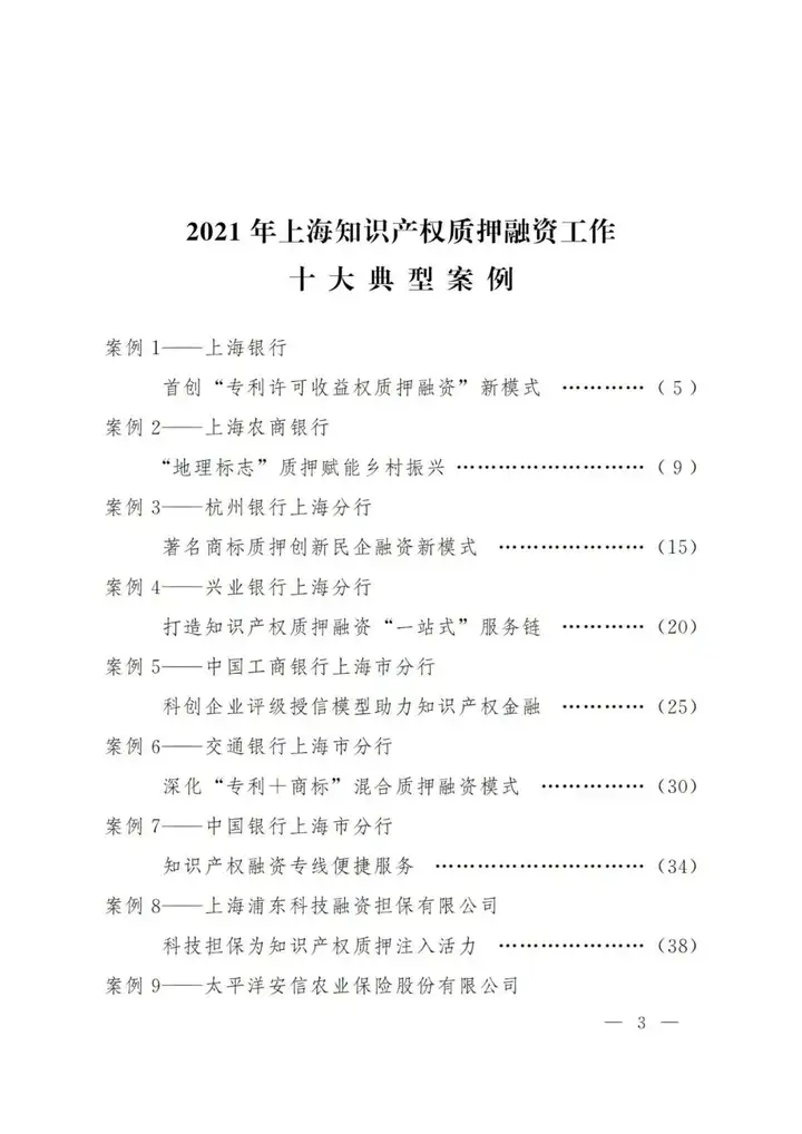 2021年上海知识产权质押融资工作十大典型案例