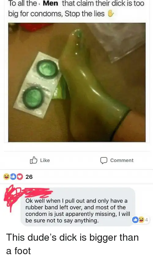 Woman puts condom on leg to prove men aren't 'too big