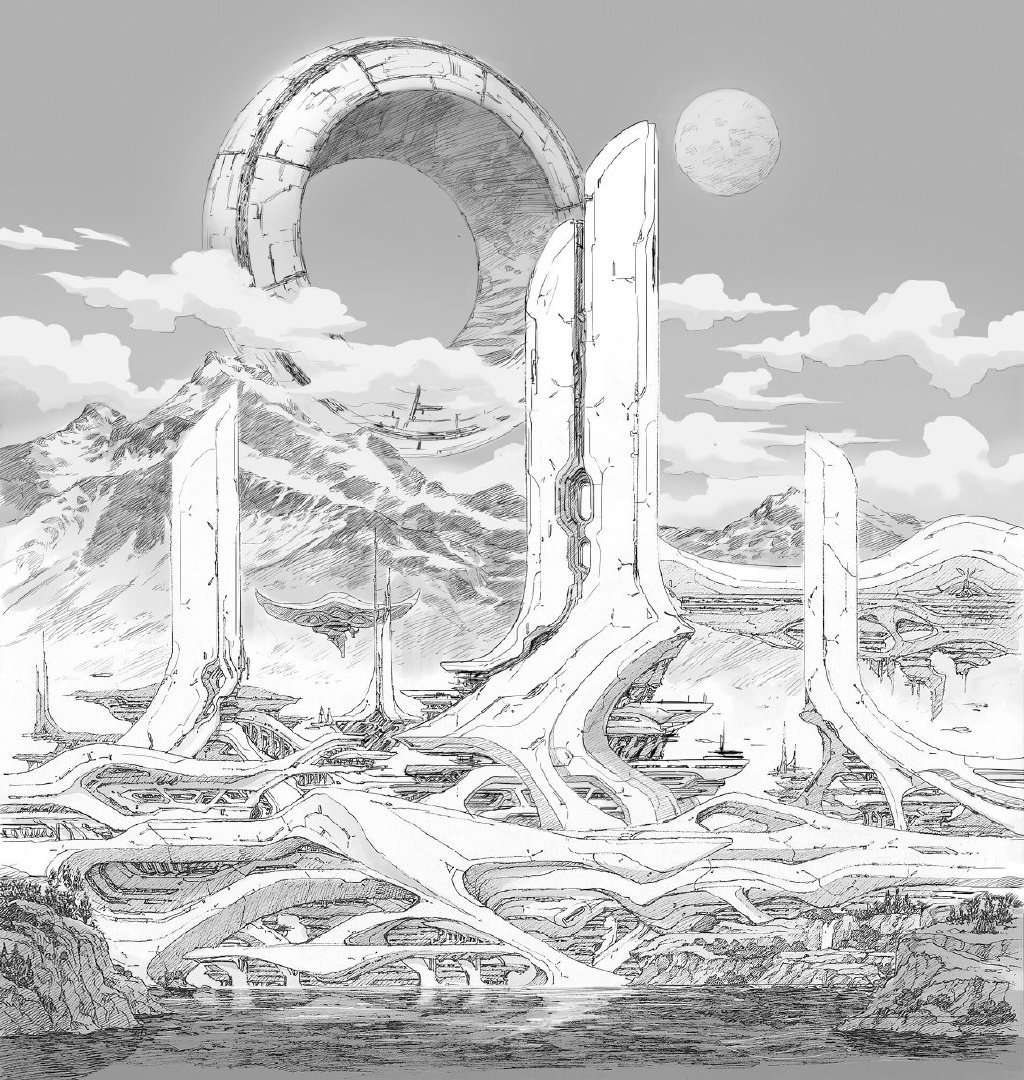 微课君 的想法: 空间感十足的黑白线稿作品,画师 won jun… - 知乎