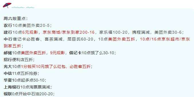 8月7日周六-邮储/中行美团外卖5折、中行京东超市/京东到家5折、中信5折券等！-惠小助(52huixz.com)