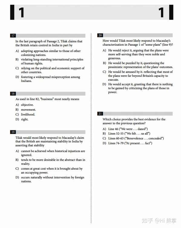 18年3月亚太sat真题题目和答案 无水印 知乎