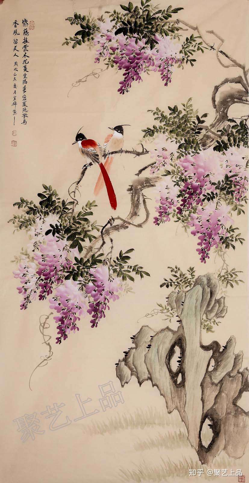 名家紫藤国画赏析紫藤花开紫气东来 知乎