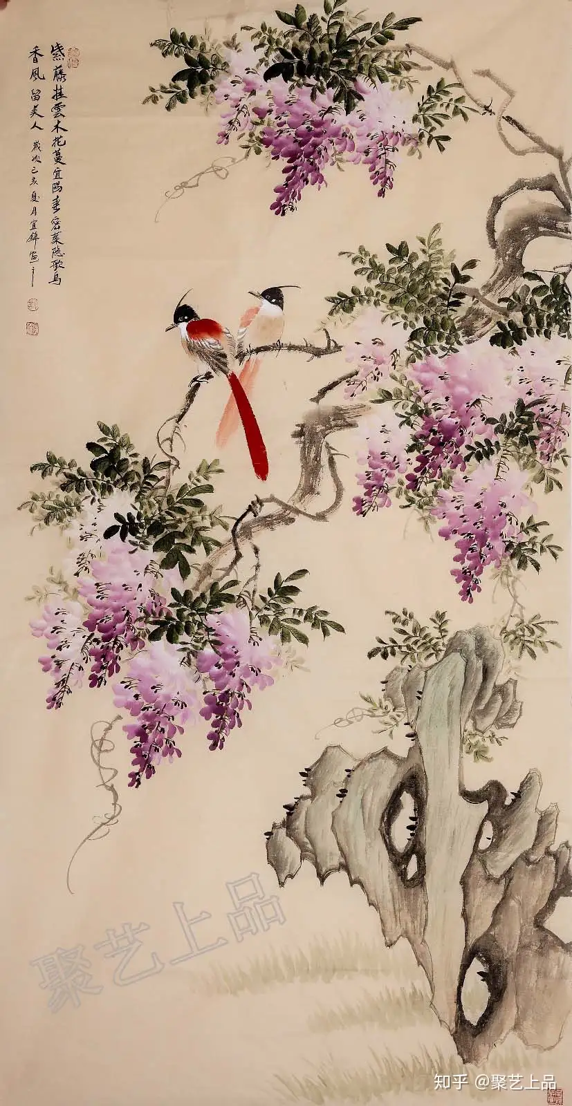 名家紫藤国画赏析紫藤花开紫气东来- 知乎