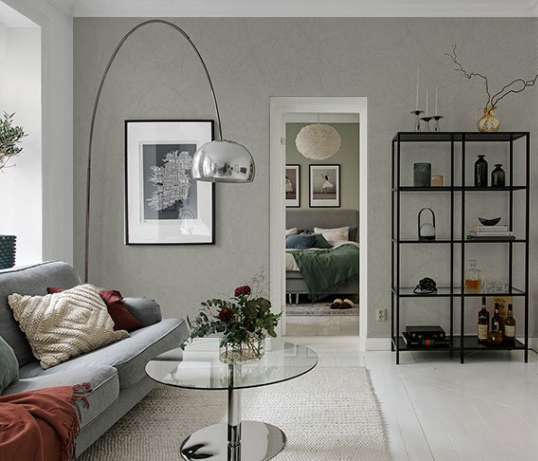 客厅墙面刷的是纽扣灰沙发选什么颜色好