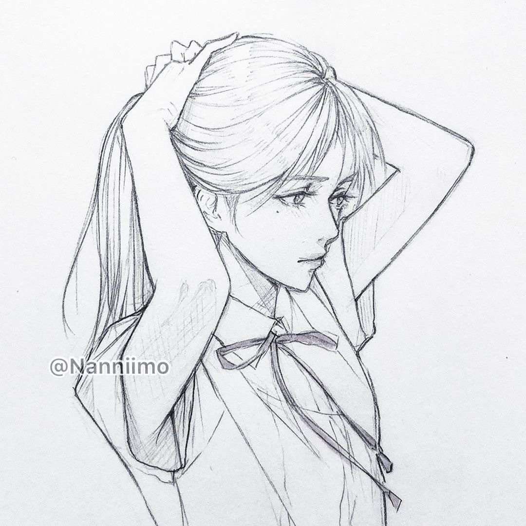 爱画画的咸鱼 的想法: 温柔可爱小姐姐手绘线稿 这一万张少女线