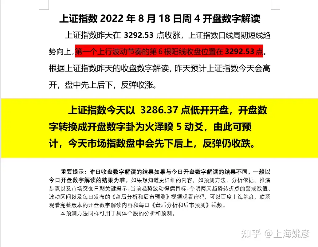 上证指数22年8月18日周4开盘数字解读 知乎