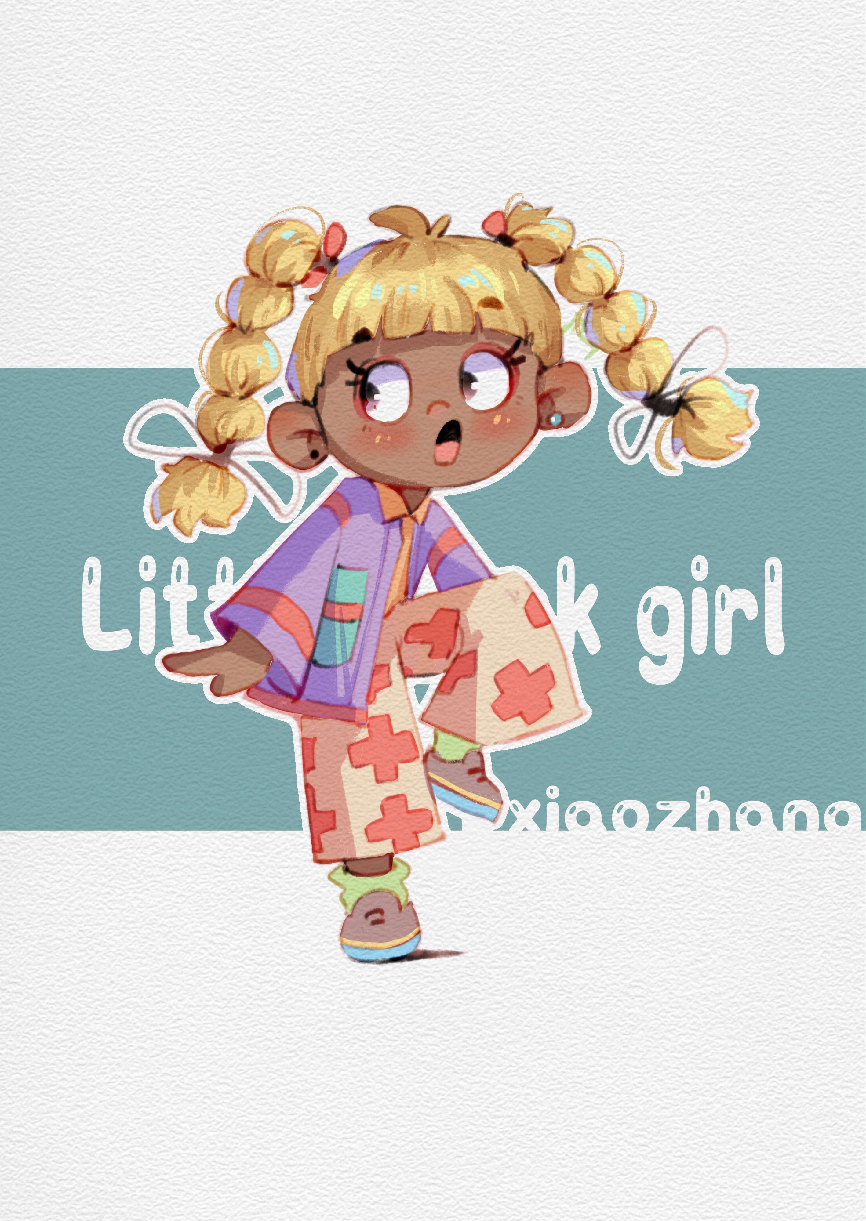 d笑长插画 的想法: ipad人物插画 | 小黑妹系列 #儿童插画