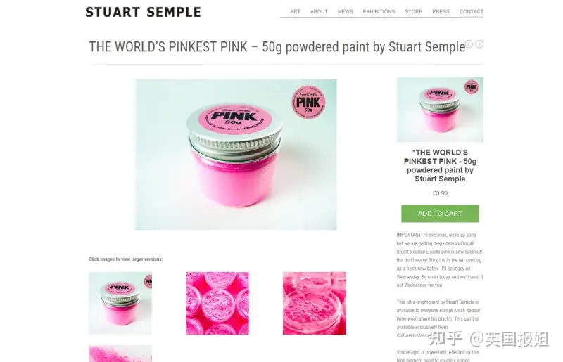 THE WORLD'S PINKEST PINK - 50g powdered paint by Stuart Semple