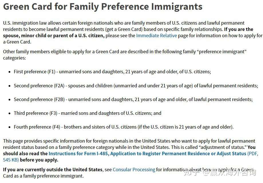 Uscis官网美国移民类型一览 知乎
