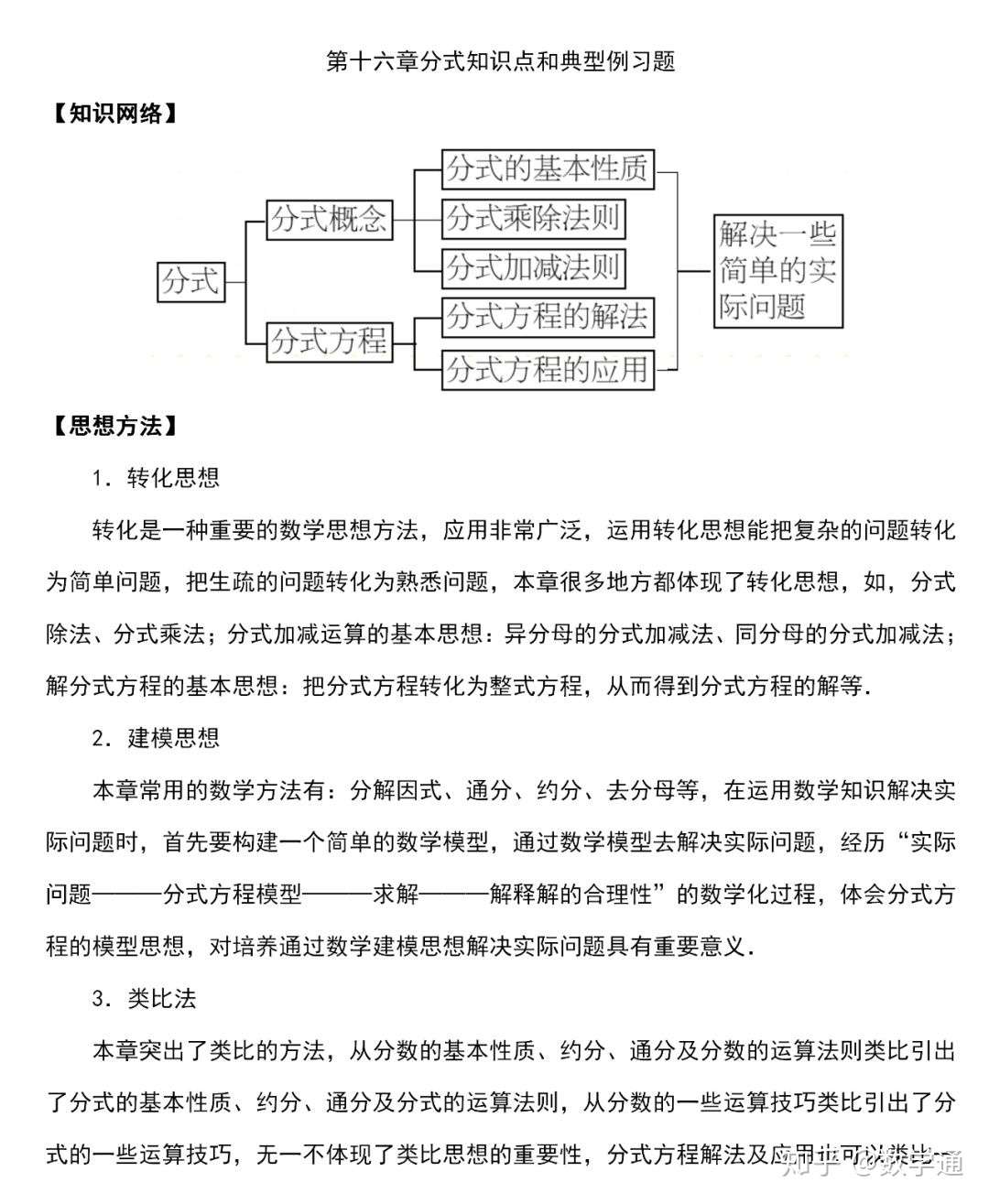 初中数学 分式专题复习 知识点梳理和典型例习题 知乎