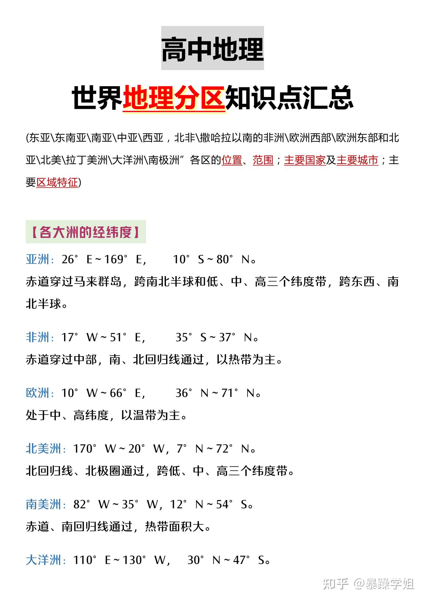 史上最全 高中区域地理知识点全汇总 全吃透 学渣至少也能80 知乎