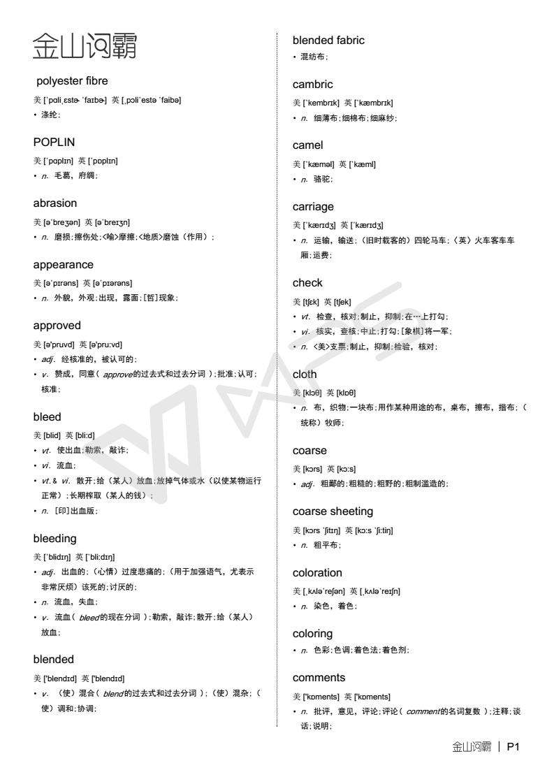 一些关于印染纺织品的英语单词 知乎