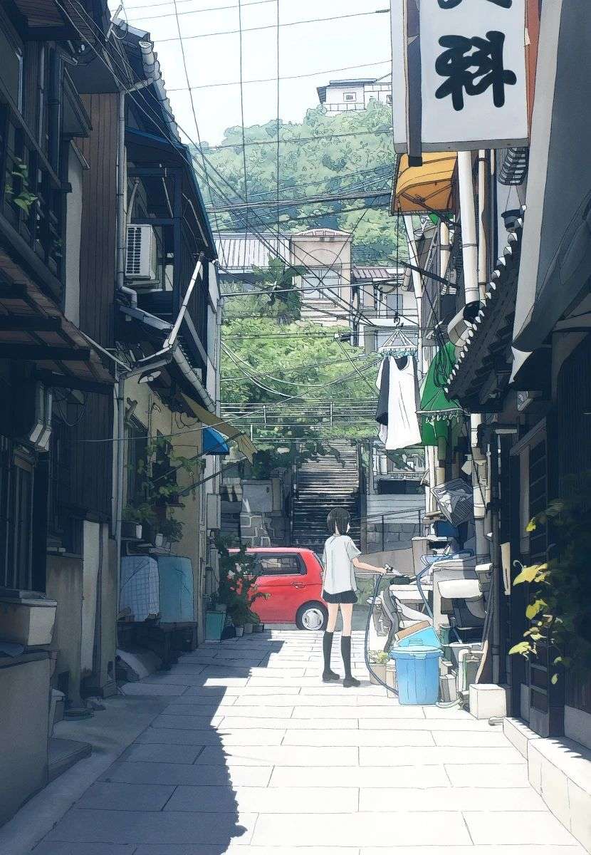 爱画画的咸鱼 的想法: 熟练运用透视,场景线稿也深具空间感和立