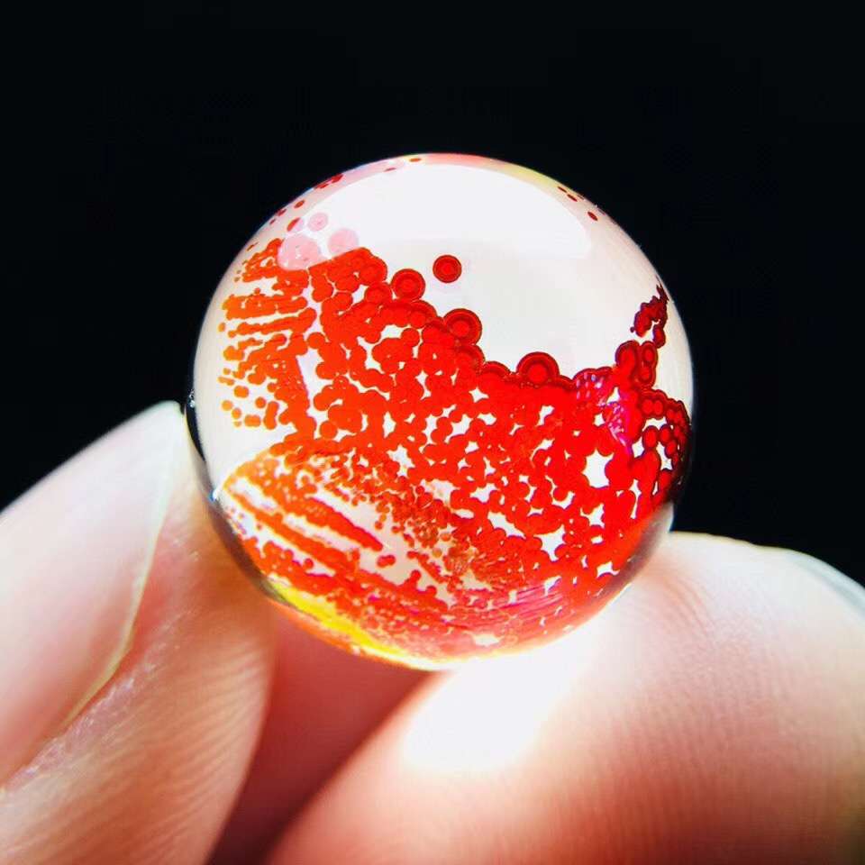 极品红胶花水晶单珠