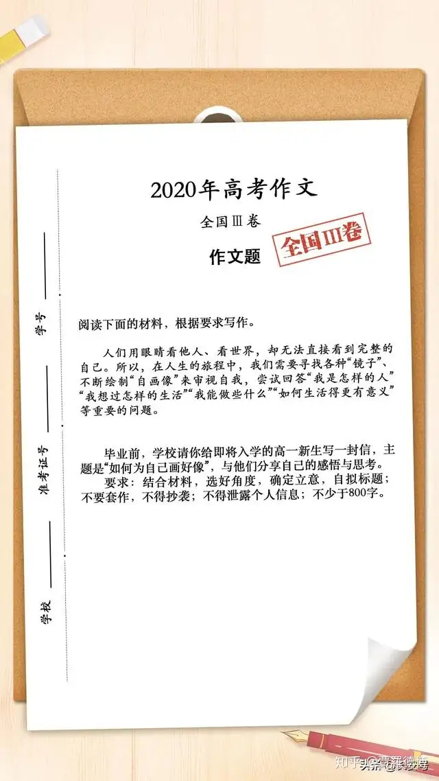 致高一新同学'如何为自己画好像'——2020年全国卷III作文题目- 知乎