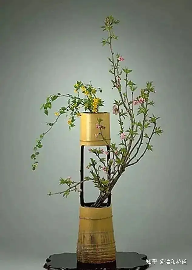 池坊 華展花器 立華 銅-