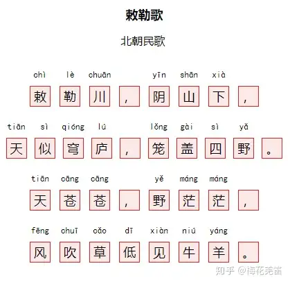 北朝民歌敕勒歌 拼音图片