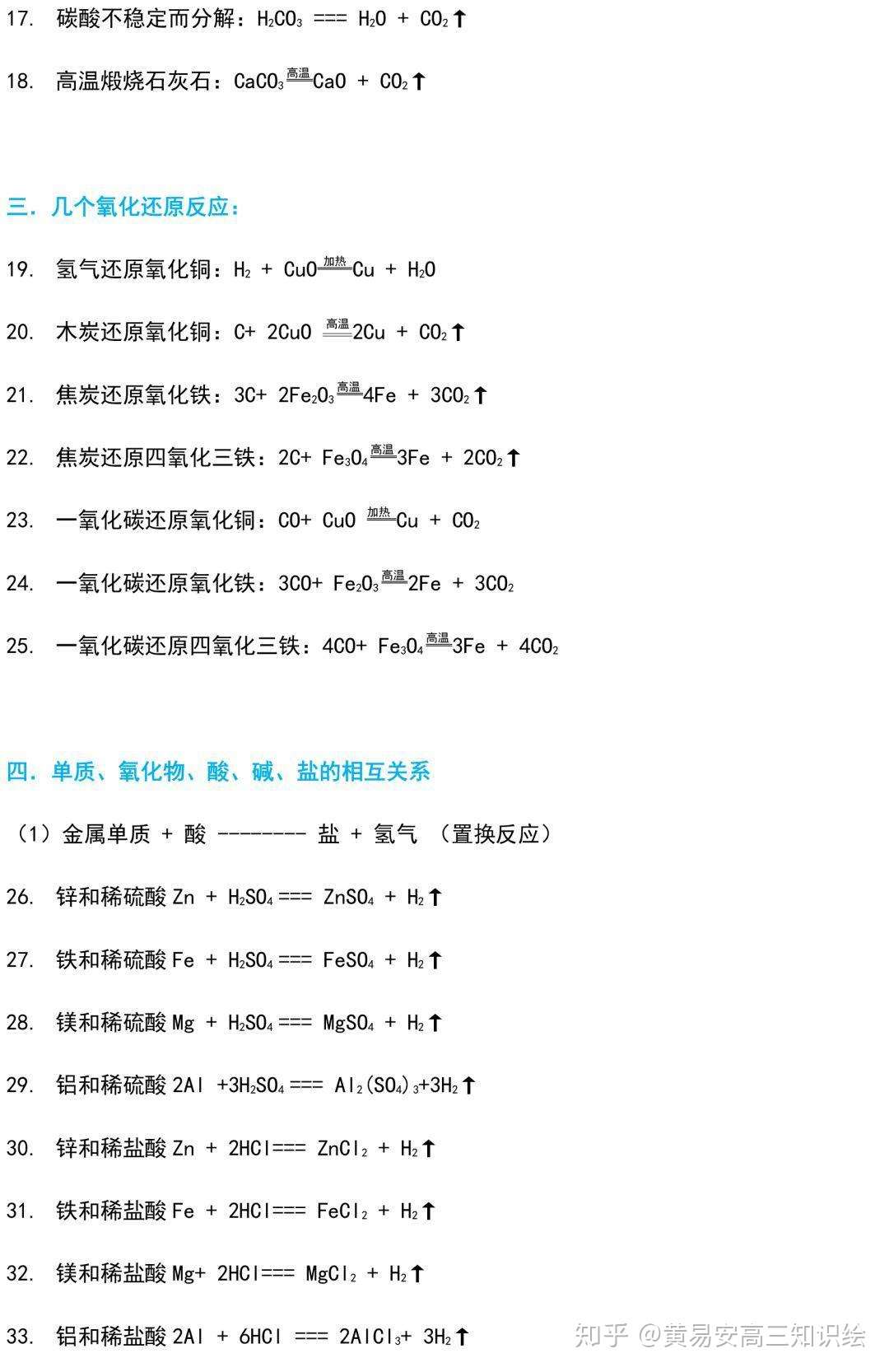 初中化学 必背77个化学方程式式 你都掌握了吗 知乎