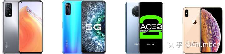机身对比,从左到右,k30s,iqoo neo3,oppo ace2,iphone xs,图片来自