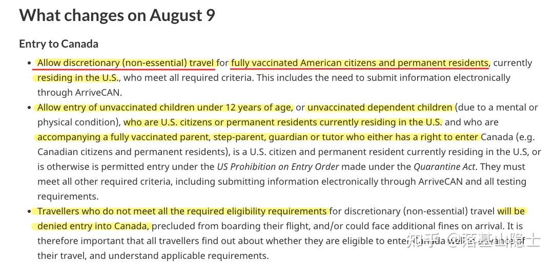 8月9日起 美国公民及绿卡允许入境加拿大观光旅游 9月7日起 国际游客允许入境加拿大 均完整需接种疫苗 知乎