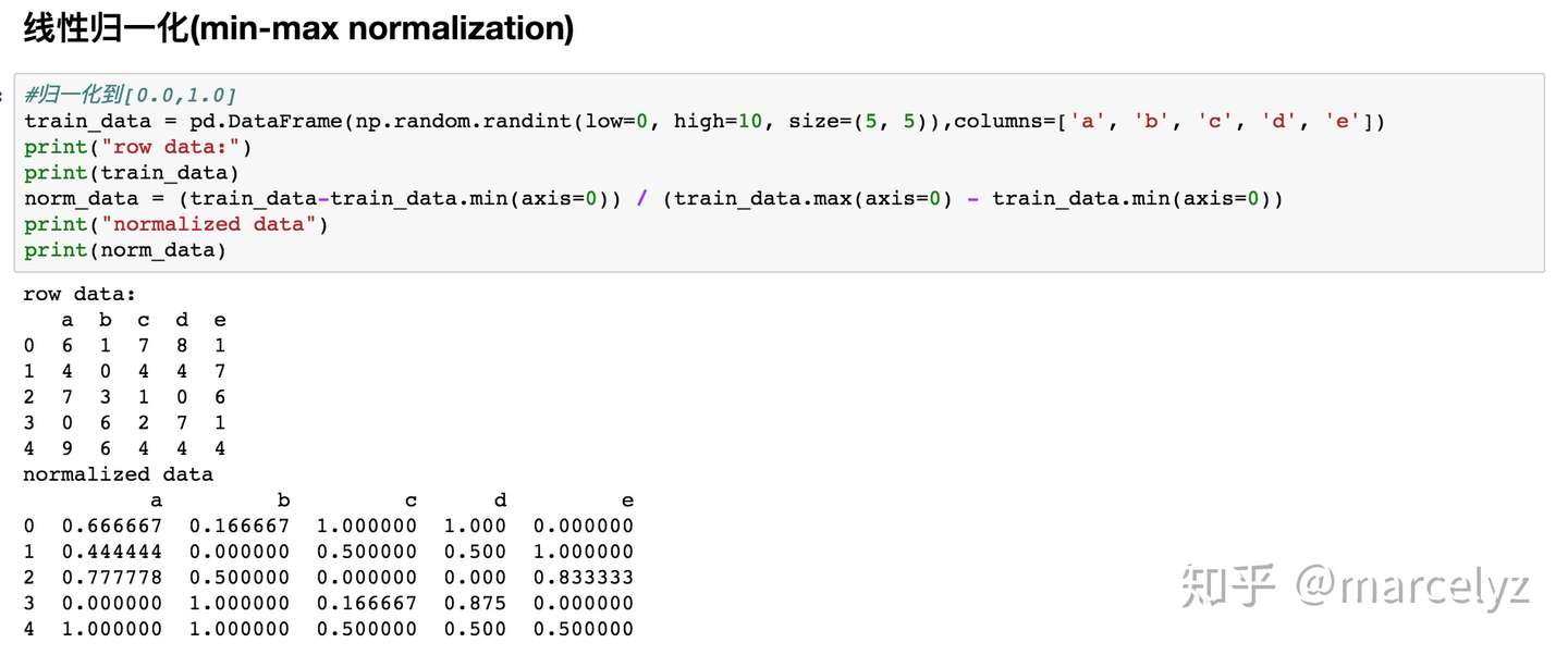 归一化与标准化的python实现 知乎