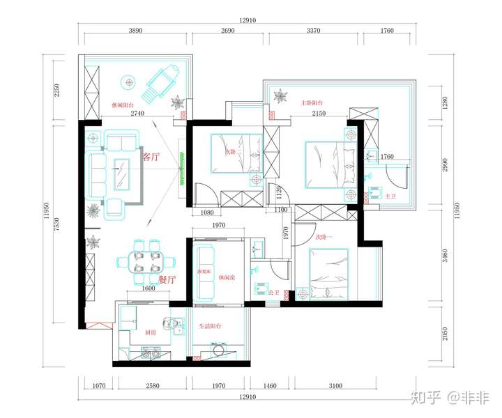 这种大落地窗l型阳台要怎么设计才能合理利用空间?