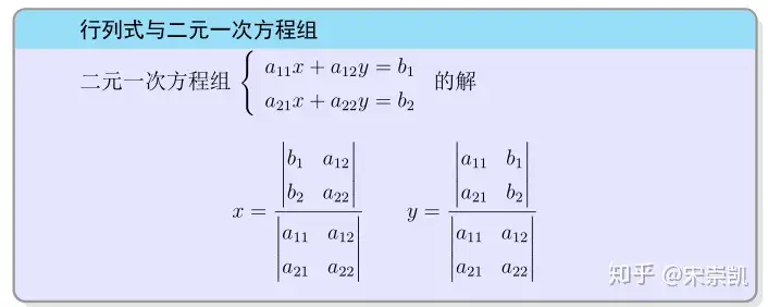 行列式解二元一次方程组 知乎
