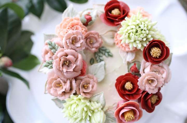 蛋糕裱花奶油培训中花卉裱花奶油中色素使用要求