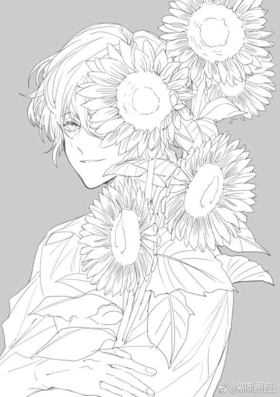 有没有男孩子手里抱着满天星花束的动漫图片可以做头像的