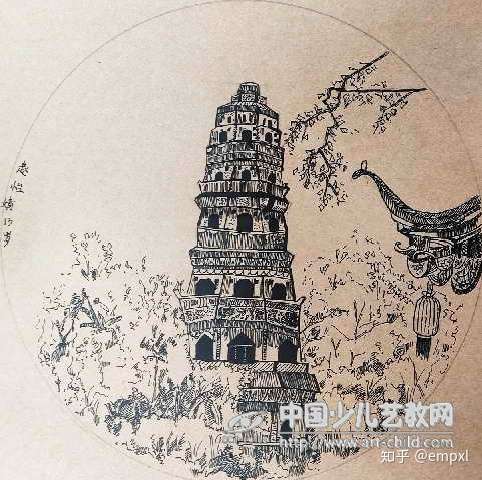 儿童画洛阳的建筑美