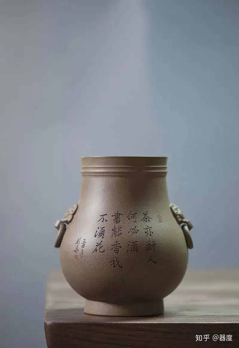 Aランク 中国古美術 中国宜興紫砂 双耳 活環 浮彫大花瓶 - 通販 - www